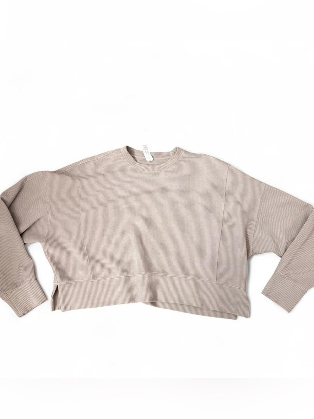 90 Degree By Reflex Light Taupe Ribbed Crew Pullover